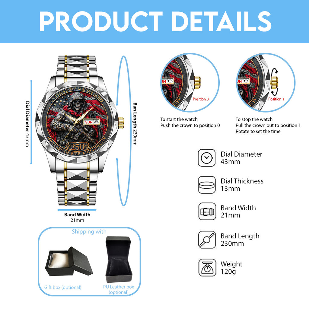 US Marine Corps Alloy Luxury Quartz Watch – TANTN 14953