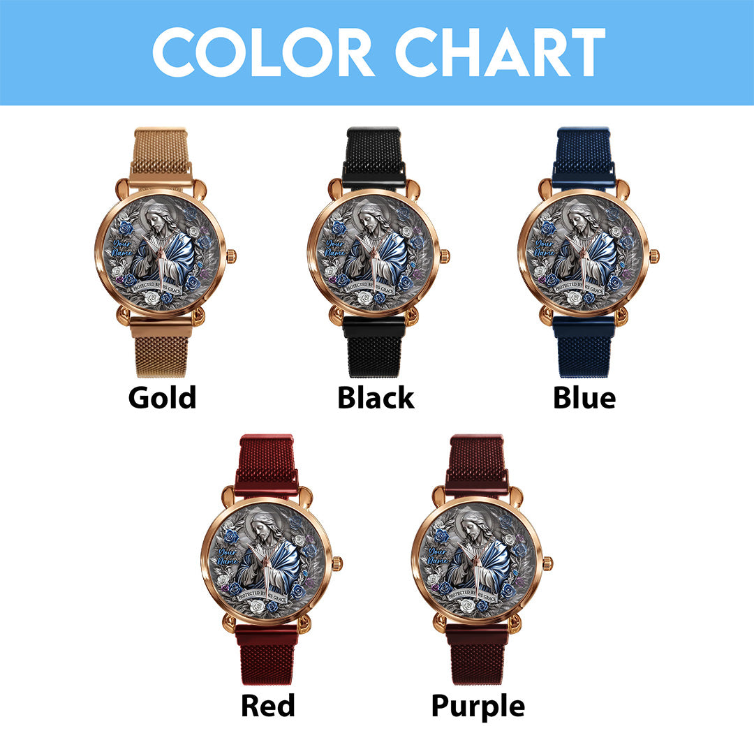 Personalized Protected By His Grace Mesh Strap Quartz Watch – TANTN15417
