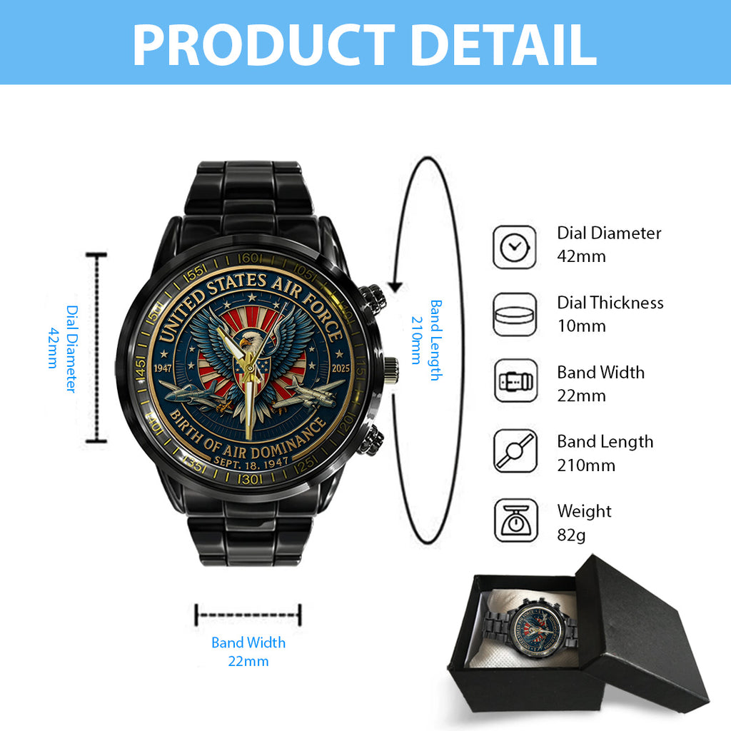 US Air Force Black Stainless Steel Watch – TANTN15885