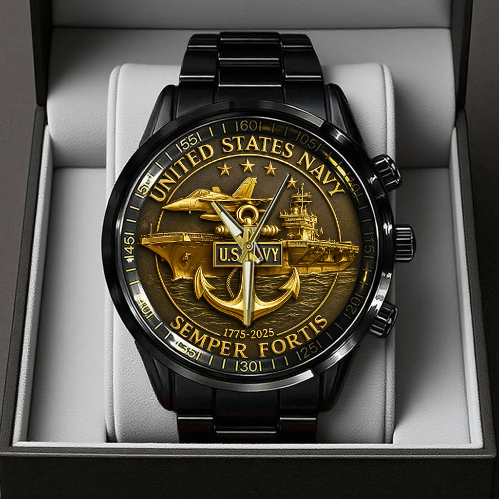 US Navy Black Stainless Steel Watch – TANTN15891
