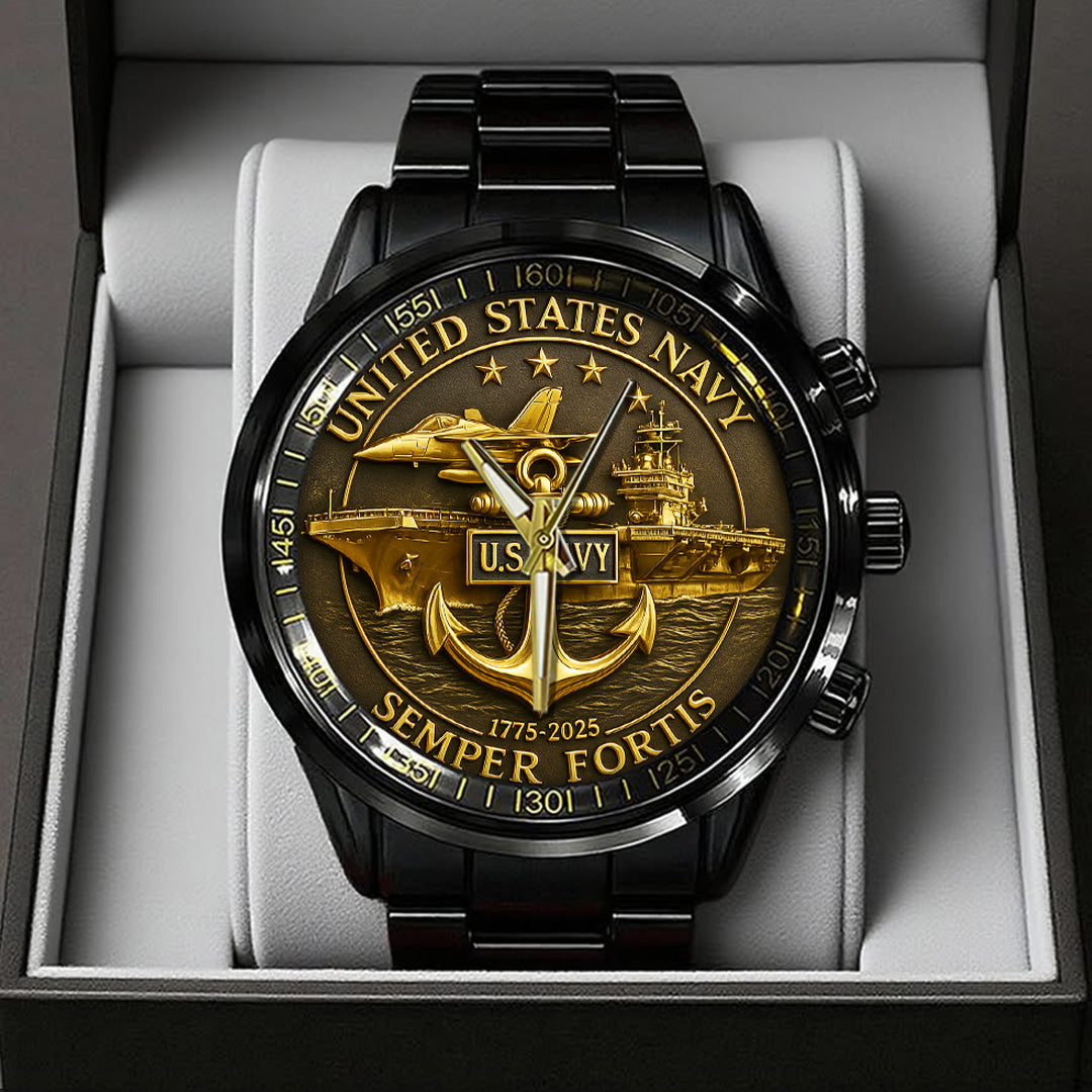 US Navy Black Stainless Steel Watch – TANTN15891