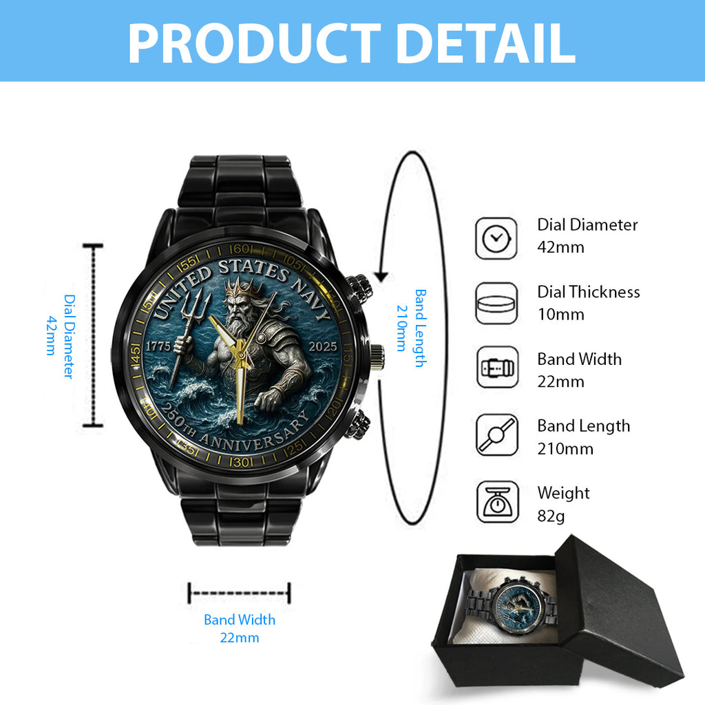 US Navy Black Stainless Steel Watch – TANTN15896