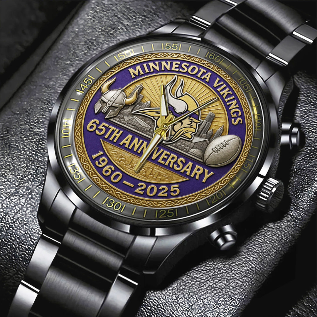 Minnesota Vikings Black Stainless Steel Watch – TANTN15903
