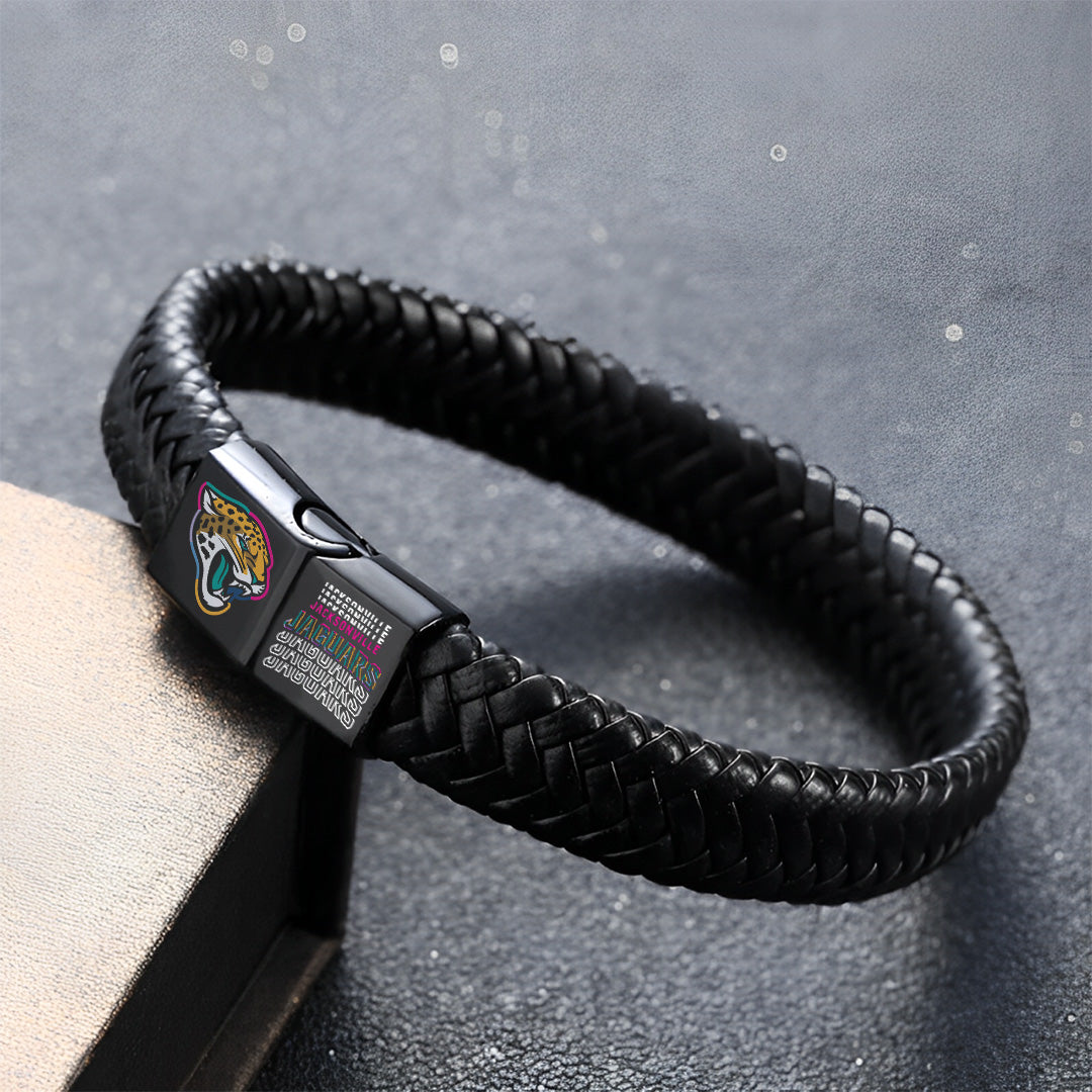 Jacksonville Jaguars Crucial Catch 2025 Braided Leather Bracelet – TANTN15926