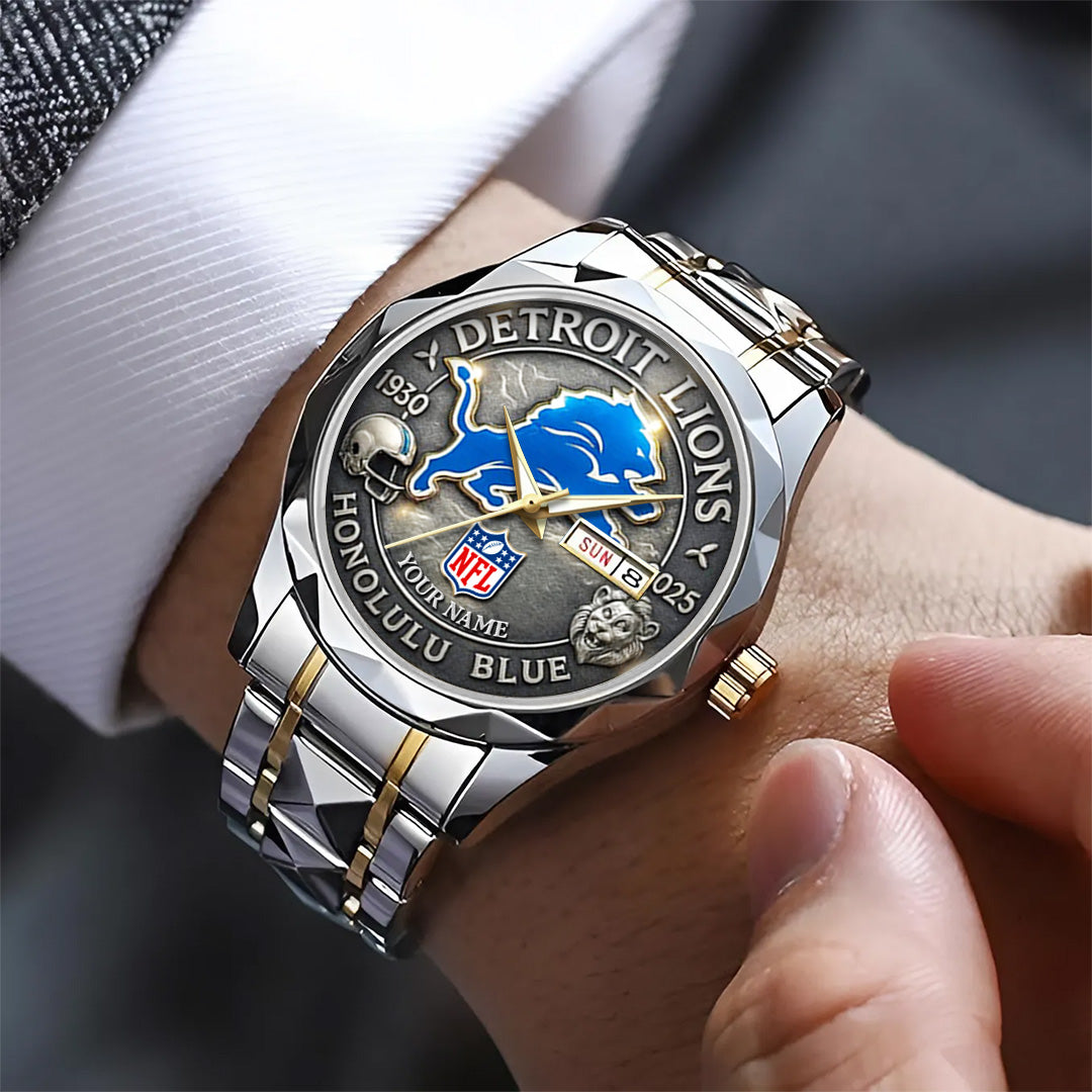 Personalized Detroit Lions 95th Anniversary 2025 Alloy Luxury Quartz Watch – TANTN16207