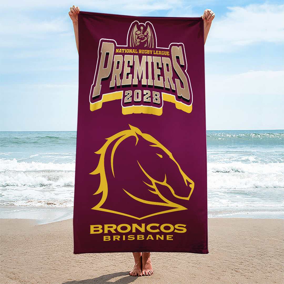 Brisbane Broncos 2025 Premiership Rectangle Beach Towel – TANTN17148
