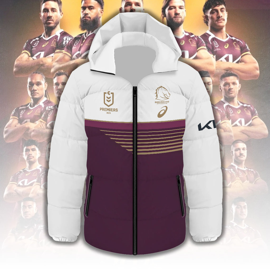 Brisbane Broncos 2025 Premiership Thickened Down Hooded Jacket – TANTN17633