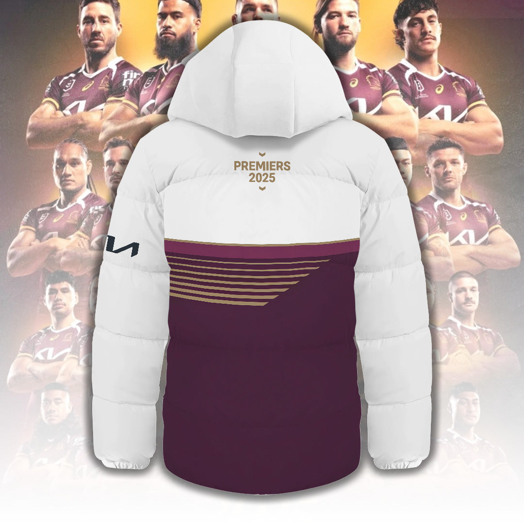 Brisbane Broncos 2025 Premiership Thickened Down Hooded Jacket – TANTN17633