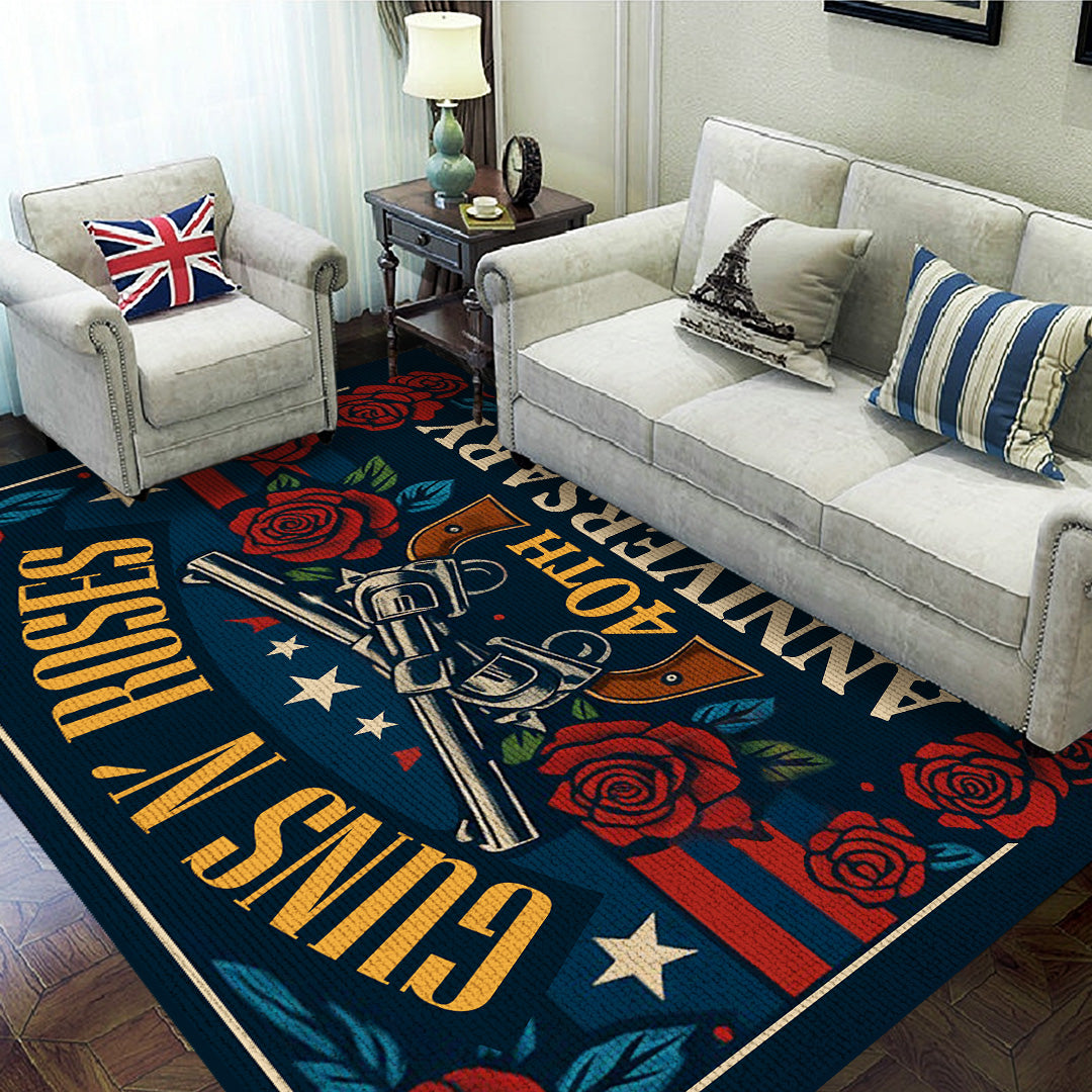 Guns N' Roses 40th Anniversary Rectangular Rug – TANTN17863