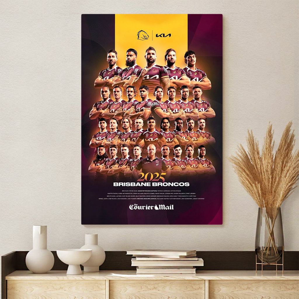 Brisbane Broncos Premiers 2025 Rectangle Canvas With Inner Frame – TANTN17891