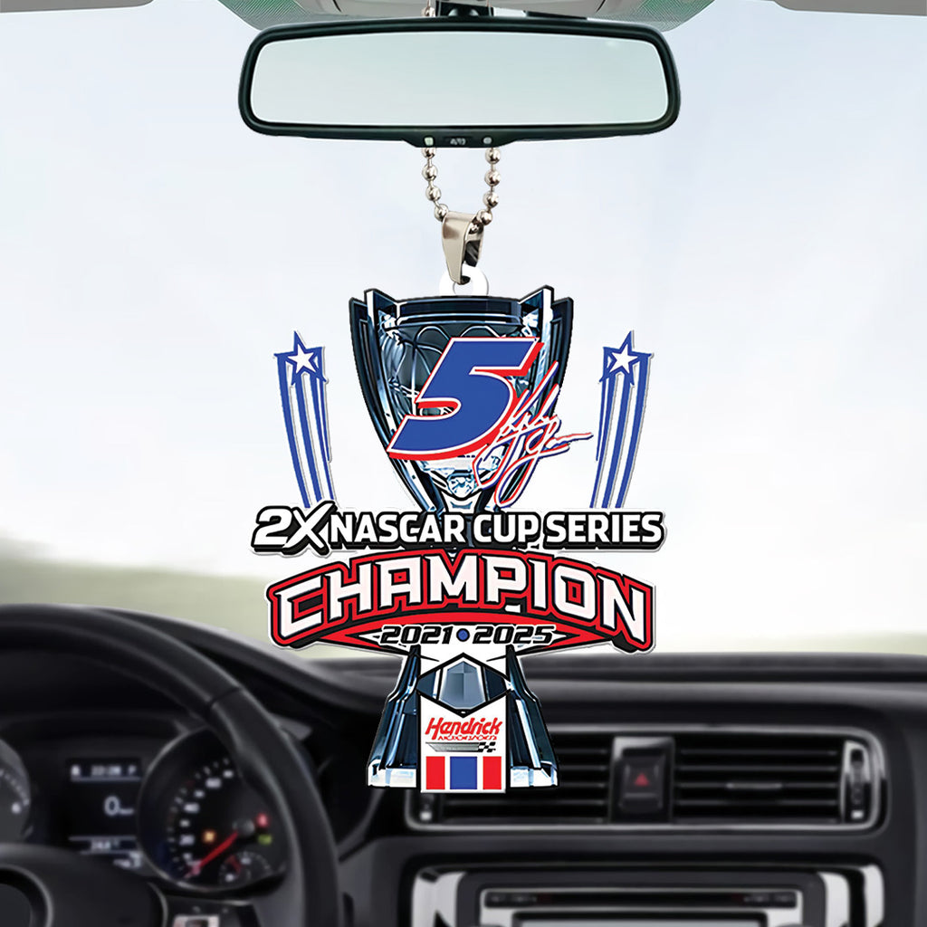 Kyle Larson 2025 NASCAR Cup Series Champion Custom shape 2-sided Acrylic Car Ornament – TANTN18393