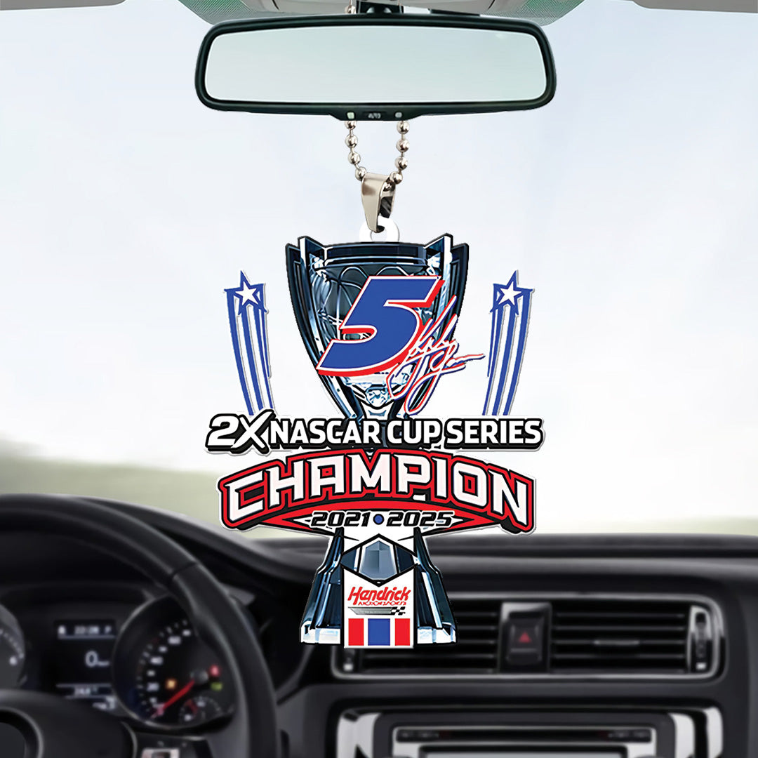 Kyle Larson 2025 NASCAR Cup Series Champion Custom shape 2-sided Acrylic Car Ornament – TANTN18393