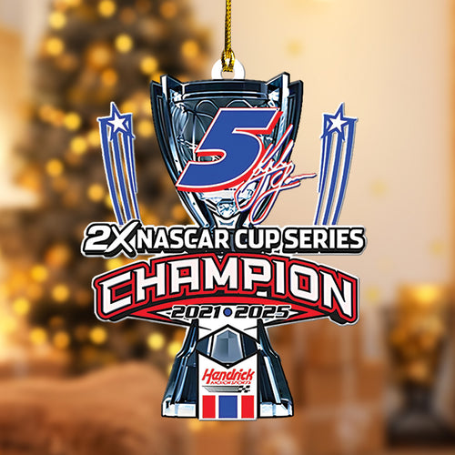 Kyle Larson 2025 NASCAR Cup Series Champion Custom Shape 2-sided Acrylic Ornament – TANTN18394