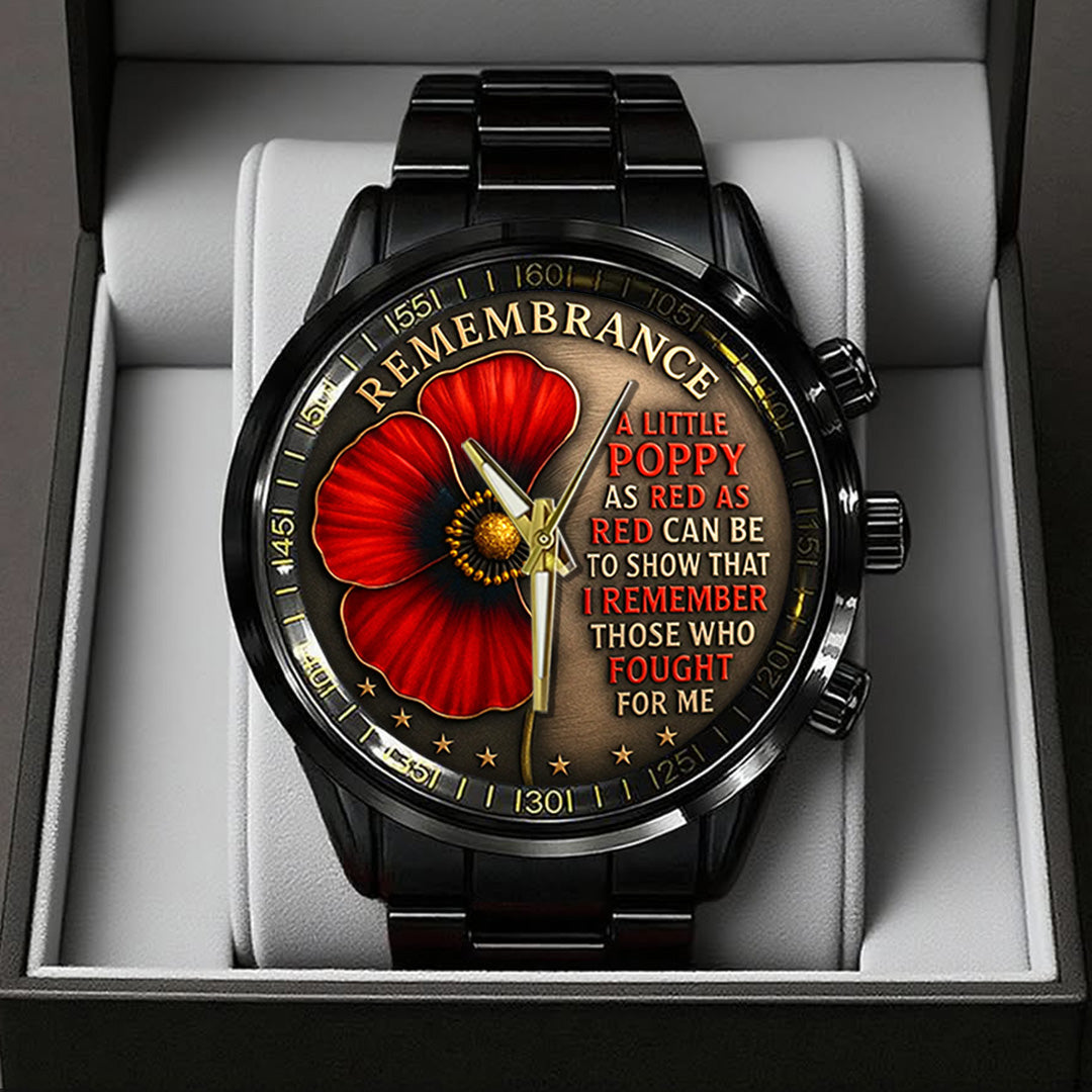 Poppy Remembrance Military Black Stainless Steel Watch – TANTN18443
