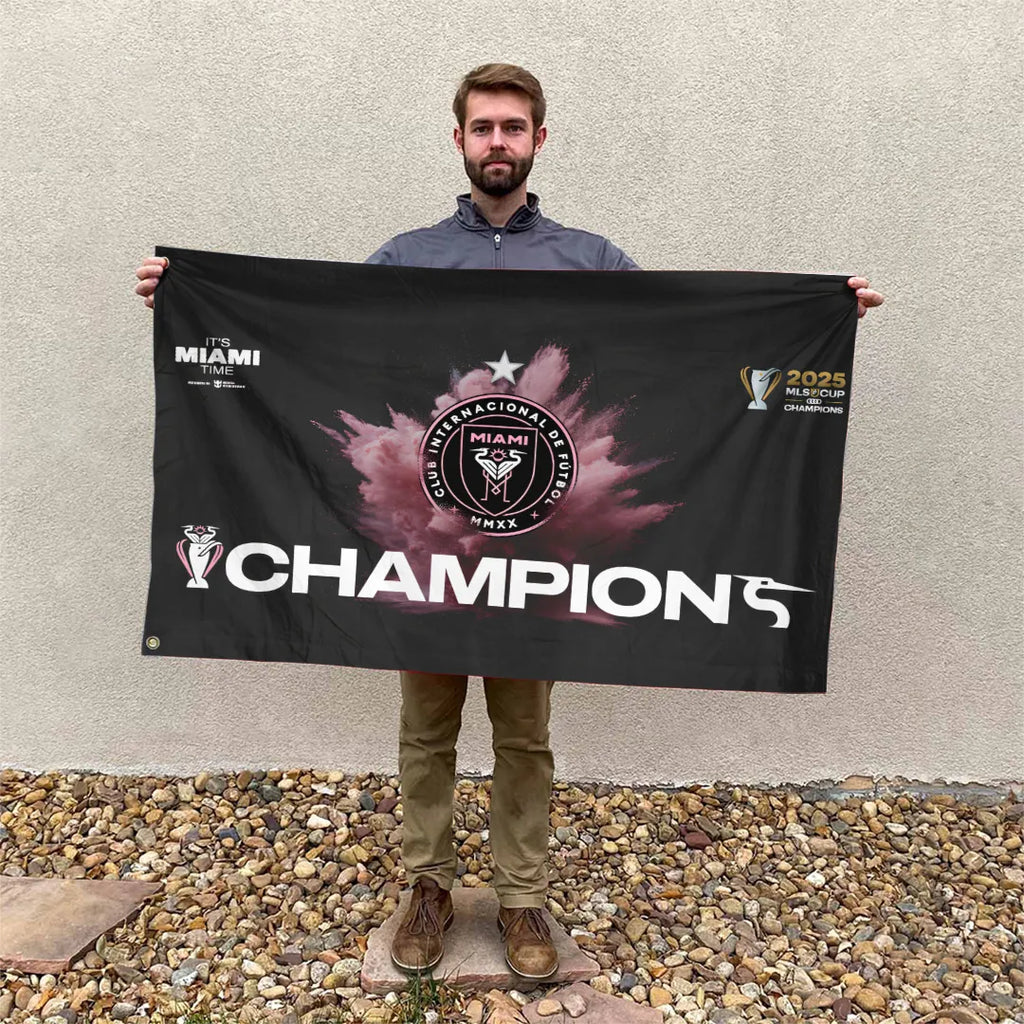 Inter Miami CF Champions MLS 2025 3D Double-side House Flag – TANTN19177