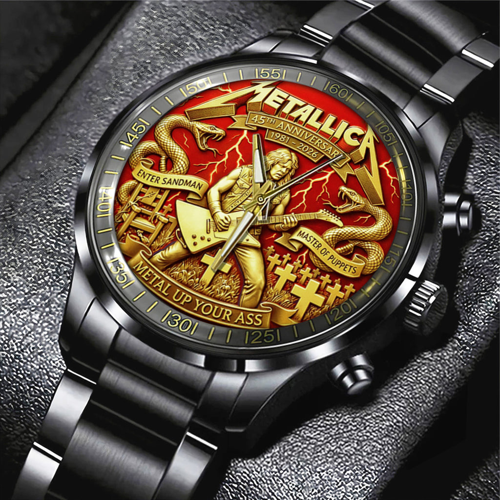 Metallica 45th Anniversary 2026 Black Stainless Steel Watch – TANTN20648