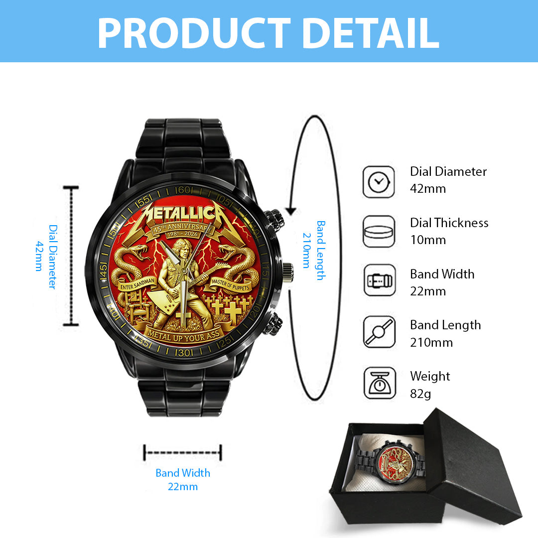 Metallica 45th Anniversary 2026 Black Stainless Steel Watch – TANTN20648