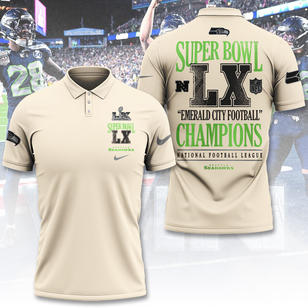 Seattle Seahawks 2025 Super Bowl LX Champions 3D Apparel – TANTN20986
