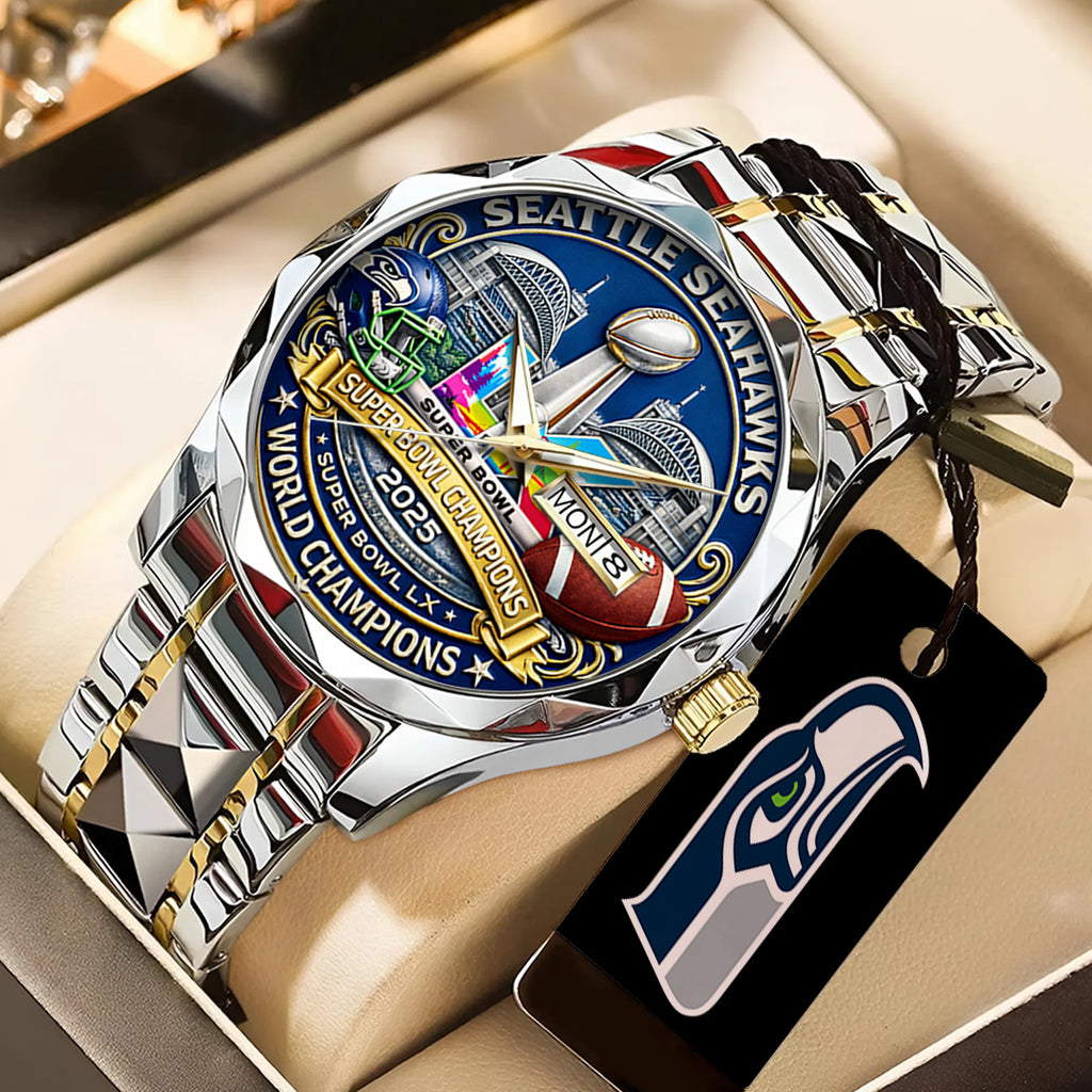 Seattle Seahawks 2025 Super Bowl LX Champions Alloy Luxury Quartz Watch – TANTN21018