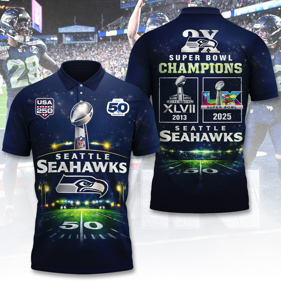 Seattle Seahawks 2025 Super Bowl LX Champions 3D Apparel – TANTN21026