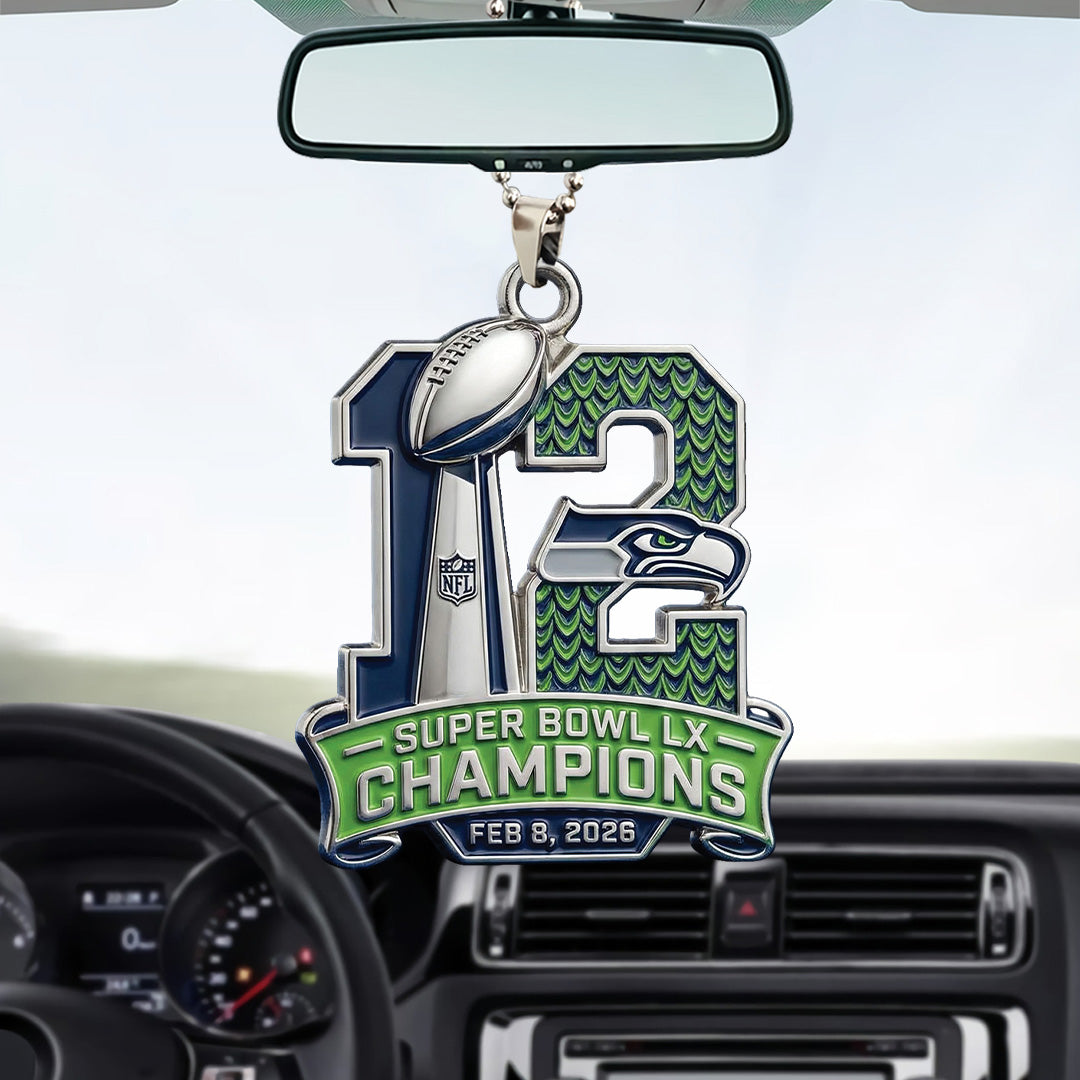 Seattle Seahawks 2025 Super Bowl LX Champions Custom shape 2-sided Acrylic Car Ornament – TANTN21061