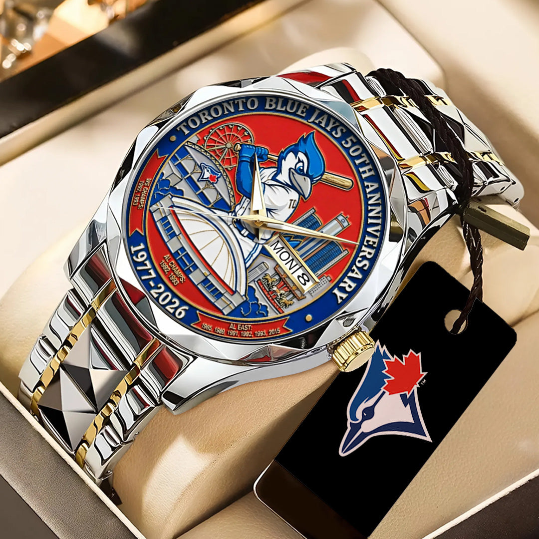 Toronto Blue Jays 50th Anniversary Alloy Luxury Quartz Watch – TANTN21266