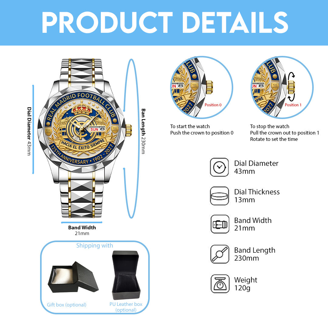 Real Madrid 125th Anniversary Alloy Luxury Quartz Watch – TANTN21595