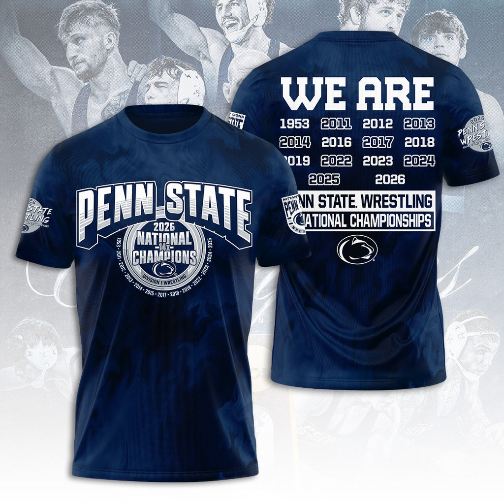 Penn State Nittany Lions Wrestling 2026 National Champions 3D Apparel – TANTN21937