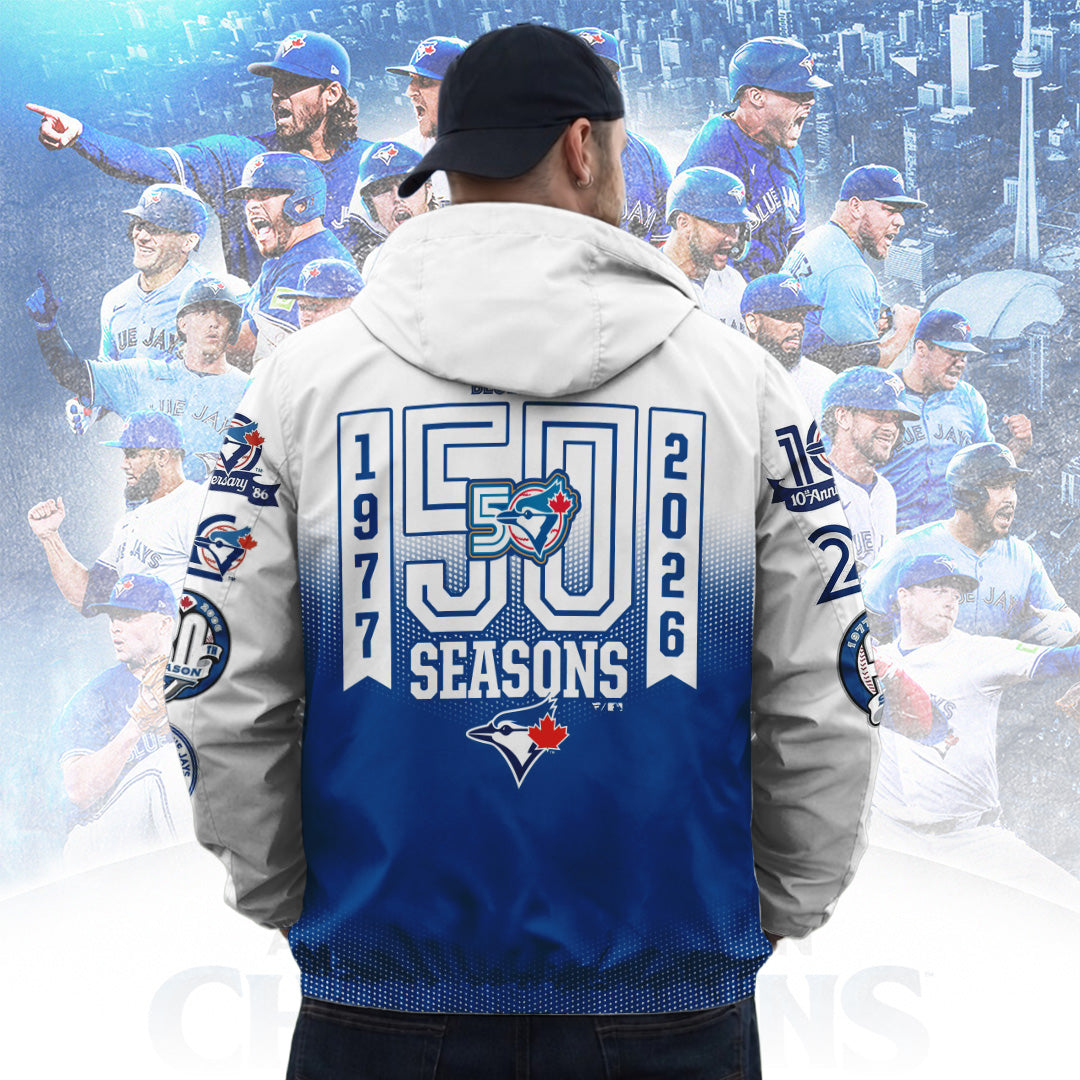 Toronto Blue Jays 50th Anniversary 3D Windbreaker Jacket – TANTN22455