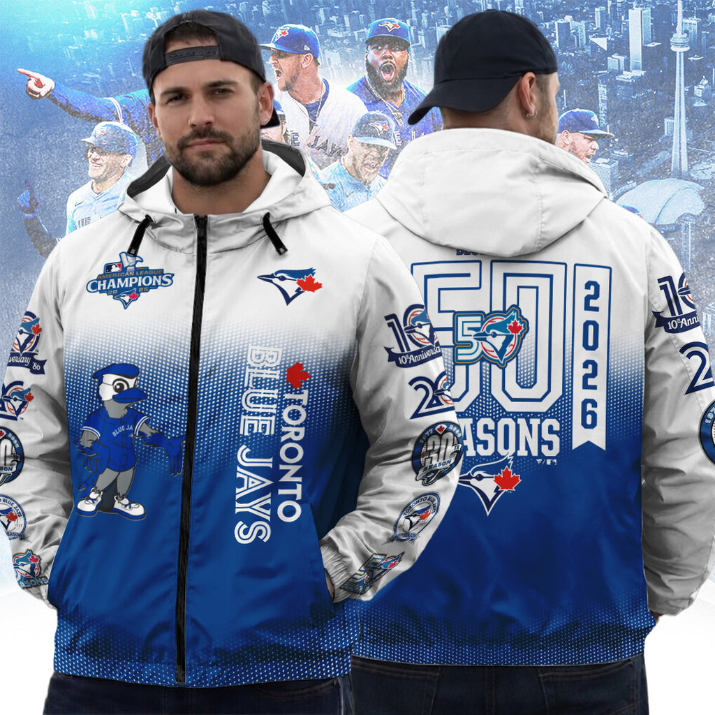 Toronto Blue Jays 50th Anniversary 3D Windbreaker Jacket – TANTN22455