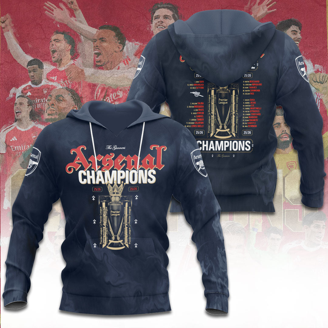 Arsenal FC Premier League Champions 25/26 3D Apparel – TANTN23007