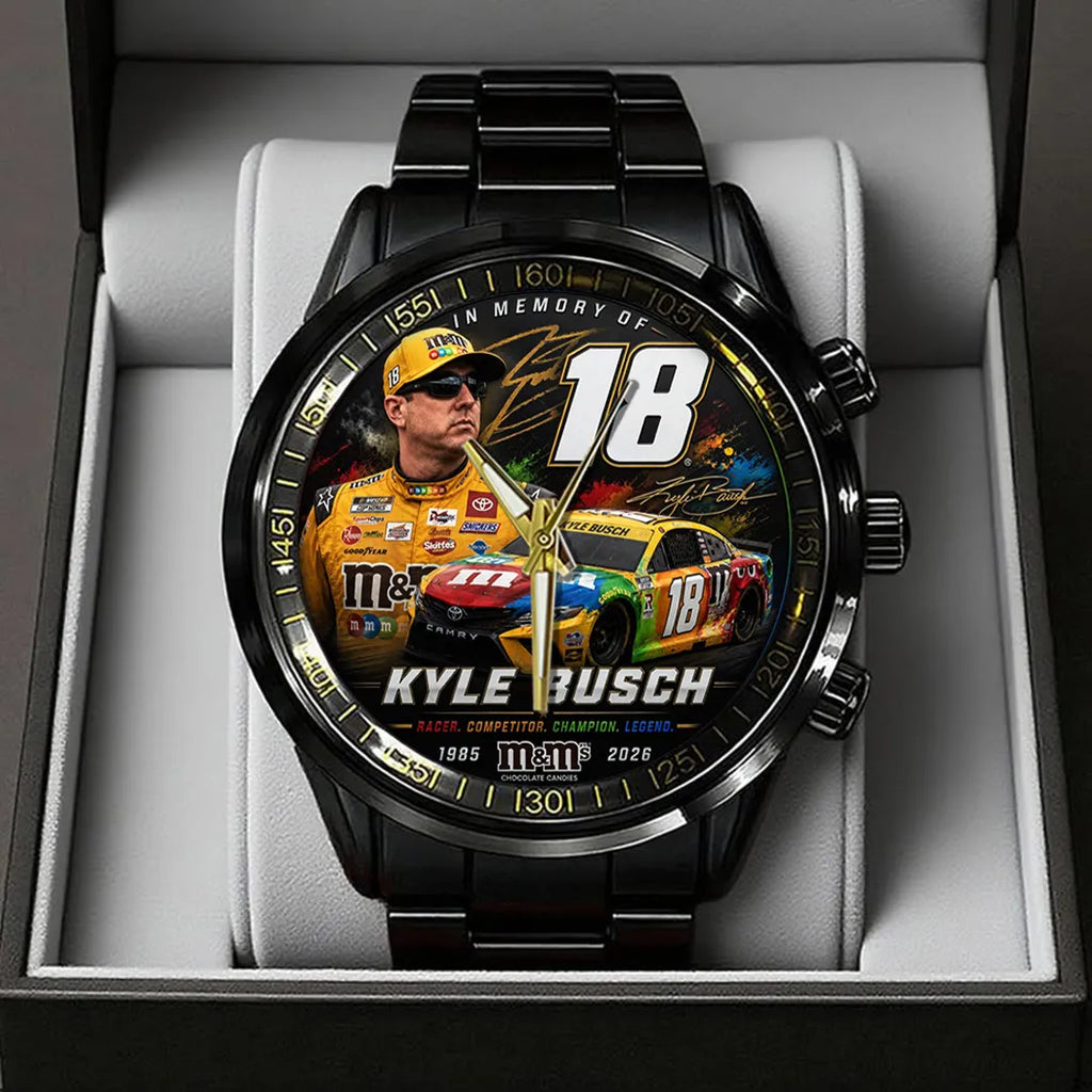 Kyle Busch Black Stainless Steel Watch – TANTN23207