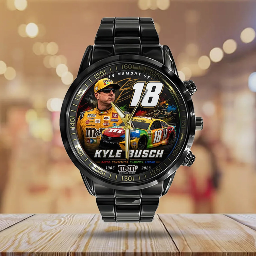 Kyle Busch Black Stainless Steel Watch – TANTN23207