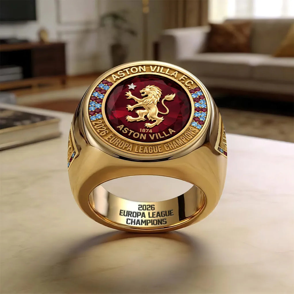 Aston Villa FC Europa League Winners 25/26 3D Engraved Ring – TANTN23230