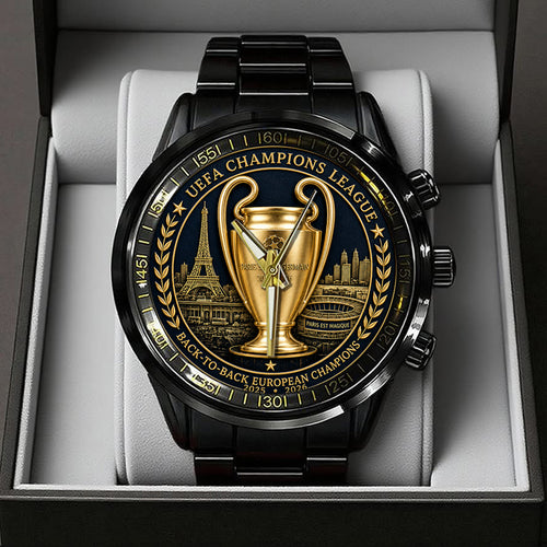 Paris Saint-Germain Champions of Europe 25/26 Black Stainless Steel Watch – TANTN23300
