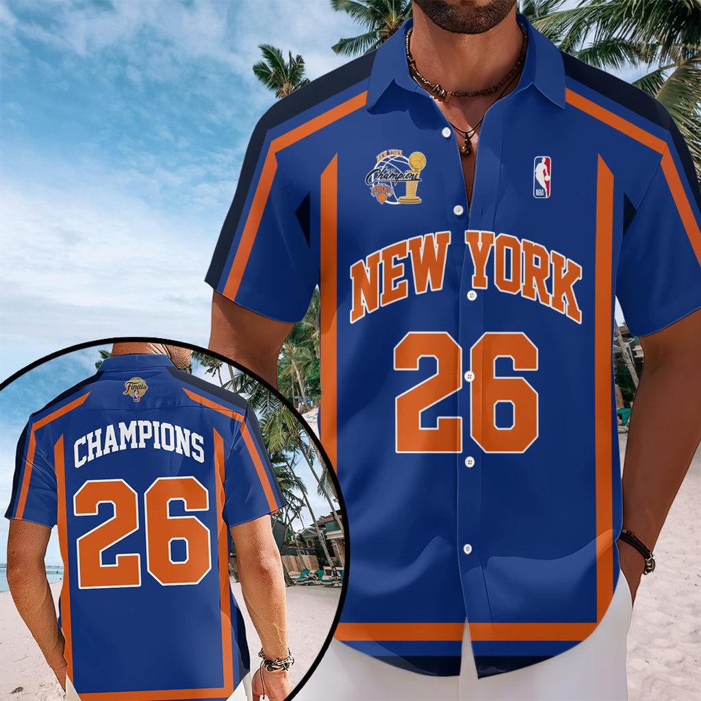 New York Knicks NBA Finals Champions 2026 Short Sleeve Button-Down Shirt – TANTN23674