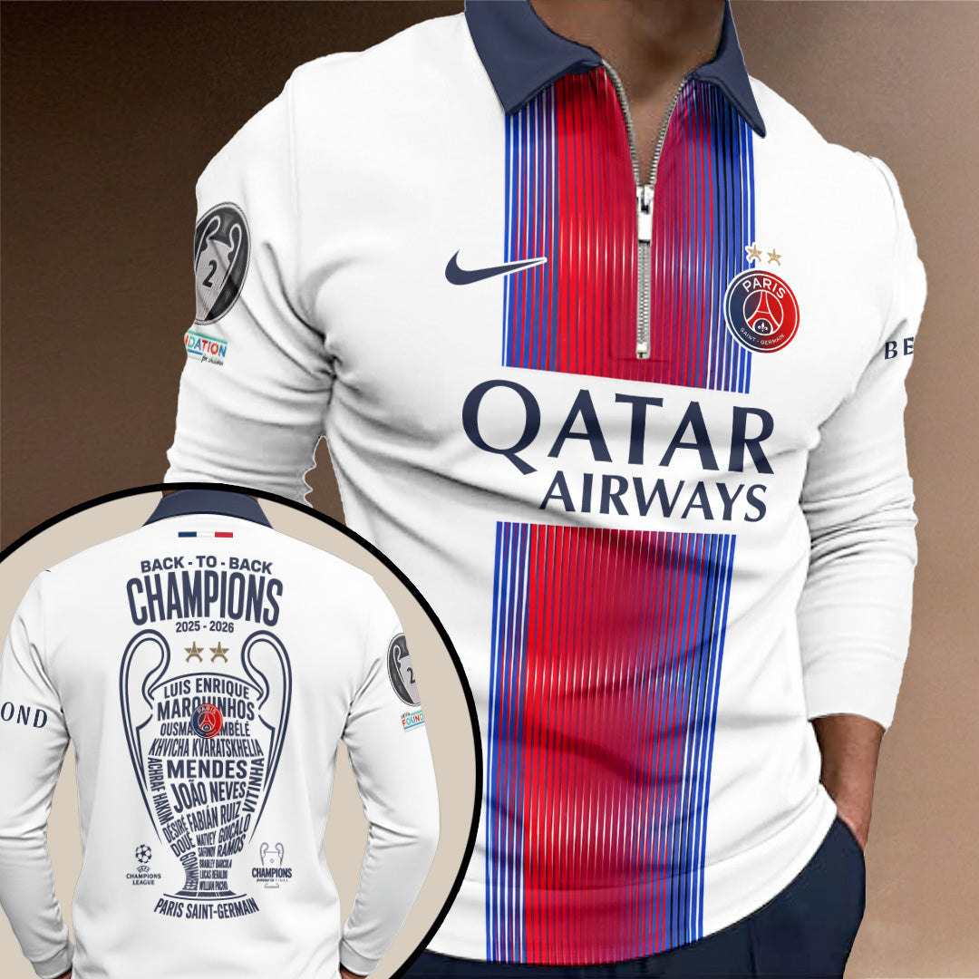 Paris Saint-Germain Champions of Europe 25/26 Zip Polo Shirt – TANTN23976
