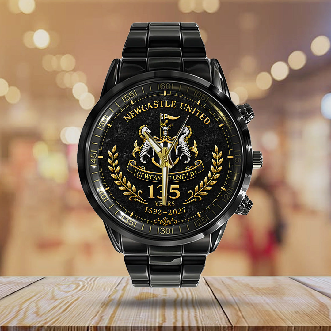 Newcastle United 135th Anniversary Black Stainless Steel Watch – TANTN24183