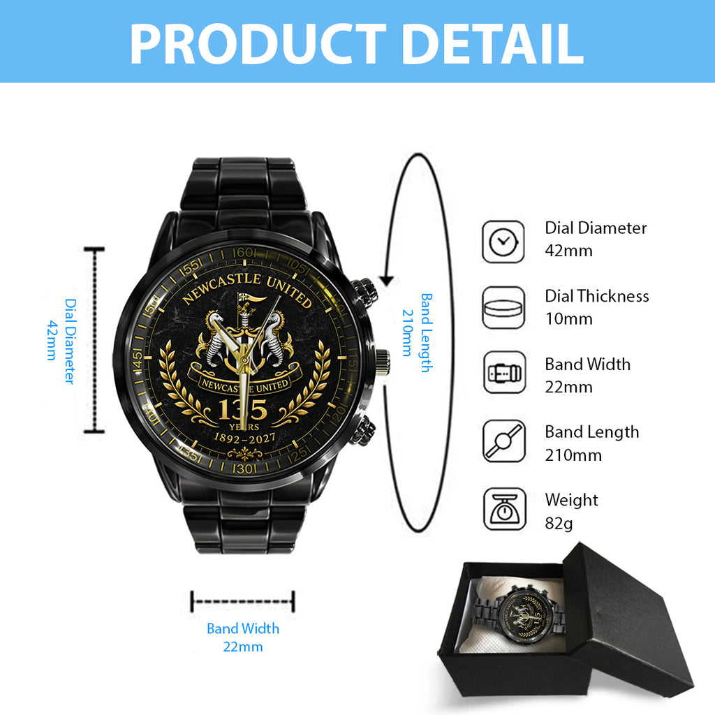 Newcastle United 135th Anniversary Black Stainless Steel Watch – TANTN24183