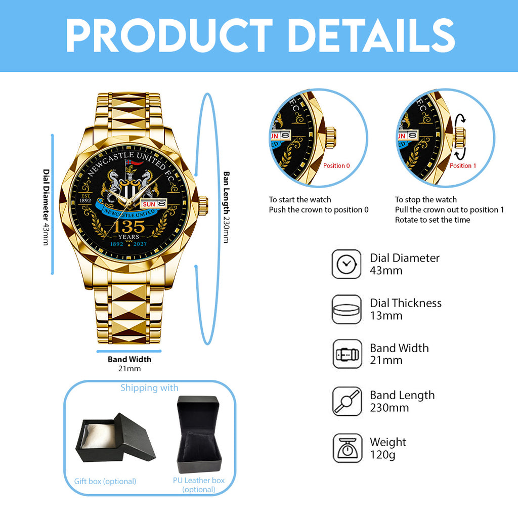 Newcastle United 135th Anniversary Alloy Luxury Quartz Watch – TANTN24184
