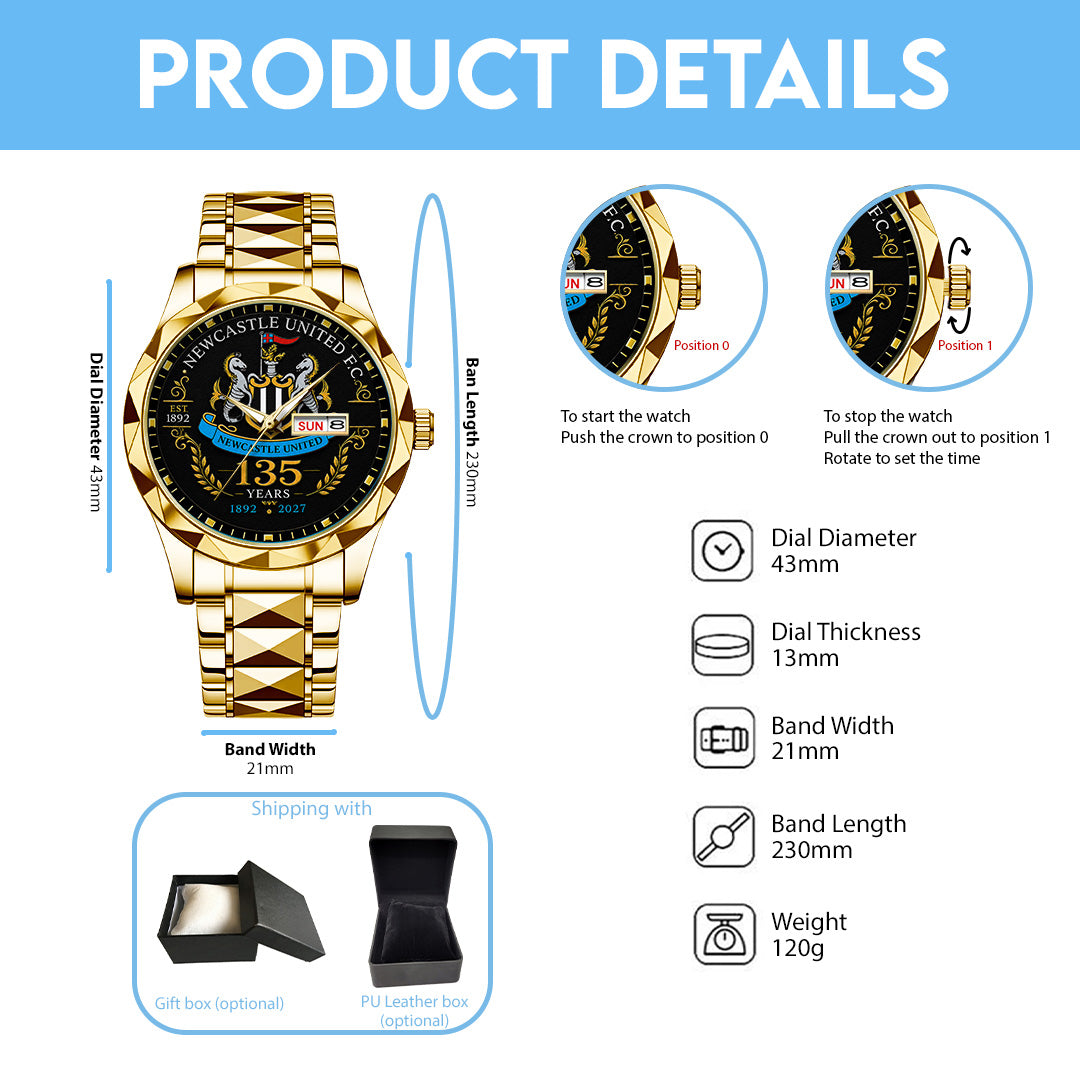 Newcastle United 135th Anniversary Alloy Luxury Quartz Watch – TANTN24184