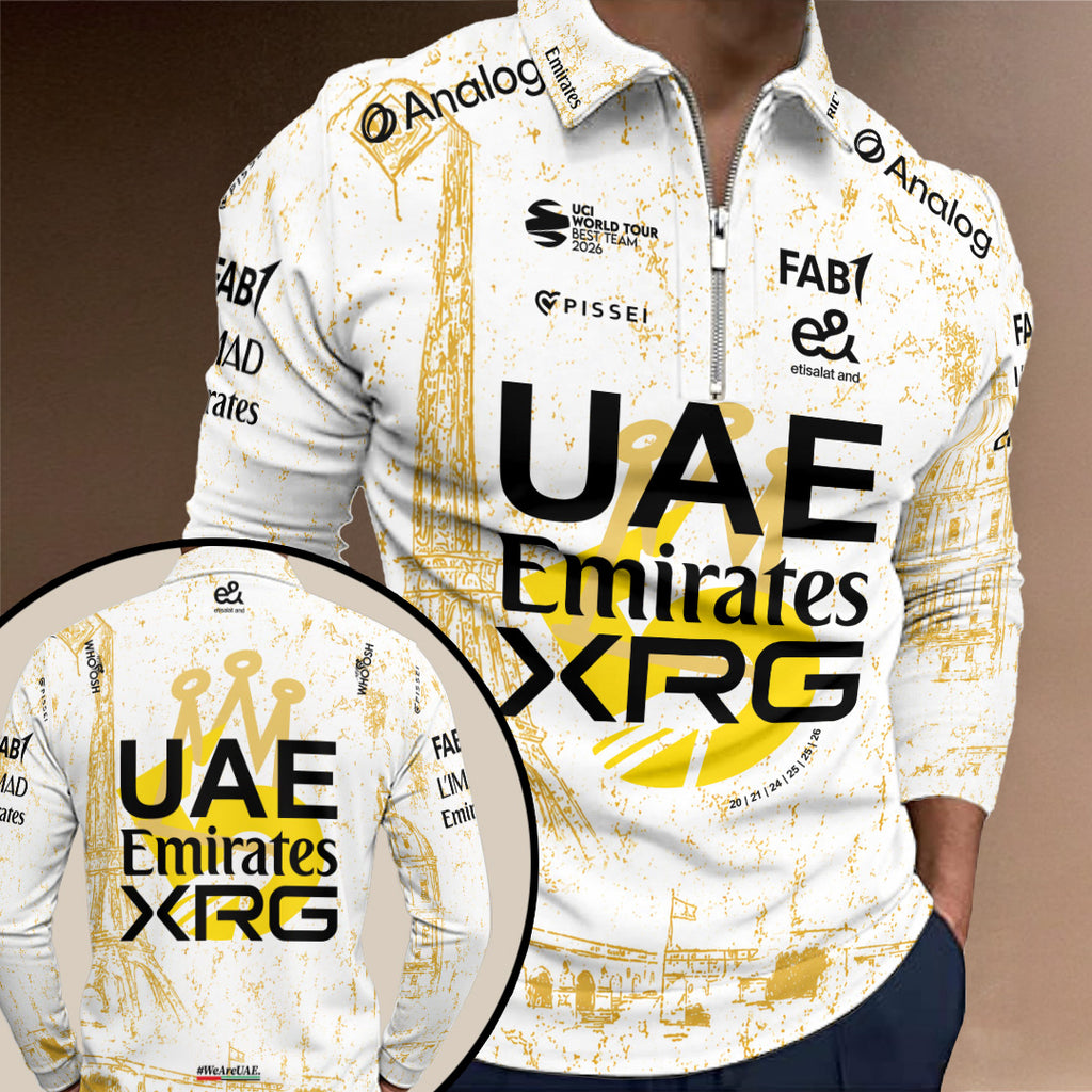 UAE Team Emirates 5th Tour de France Victory Zip Polo Shirt – TANTN24593