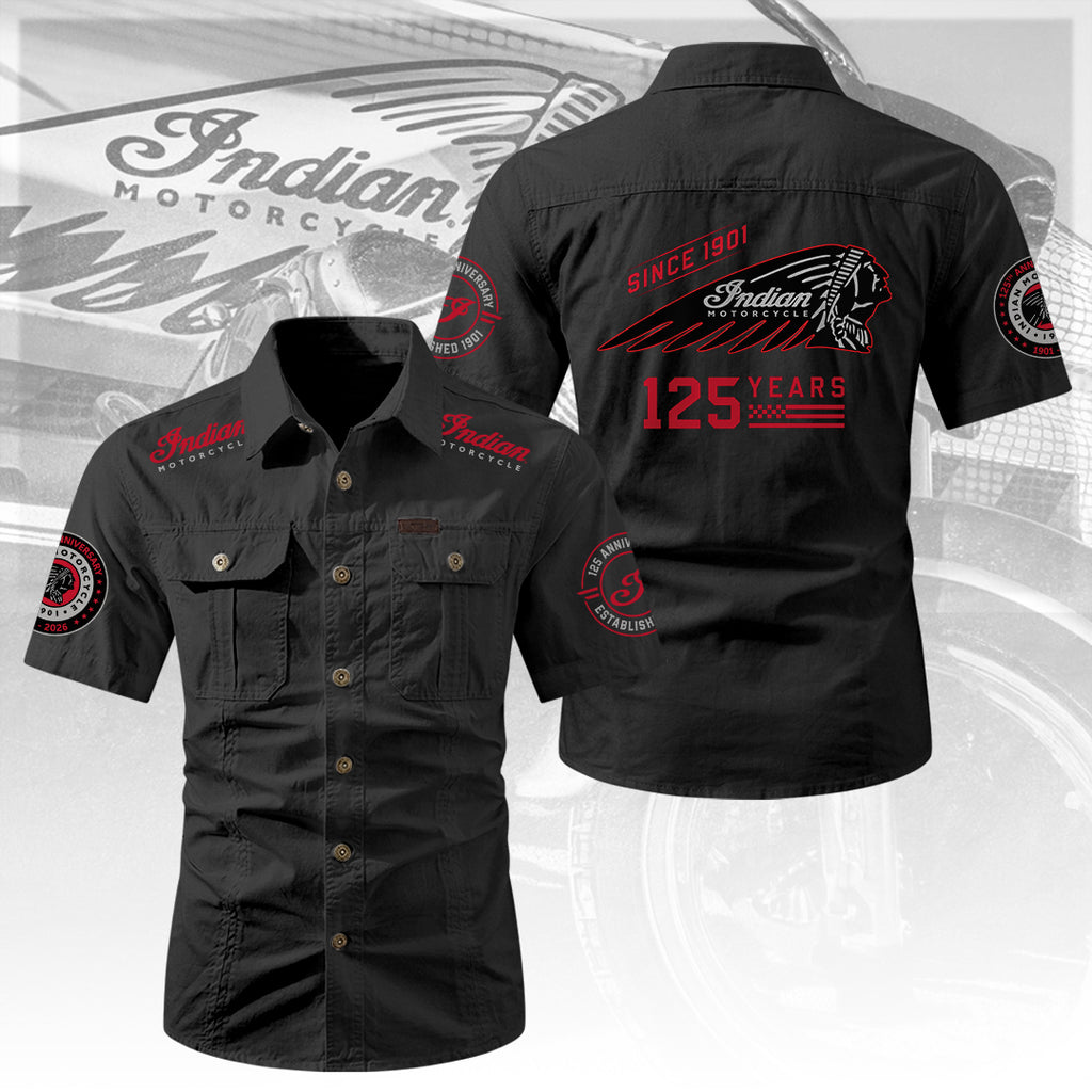 Indian Motorcycle 125th Anniversary 2D Short Sleeve Mechanic Shirt – TANTN24823