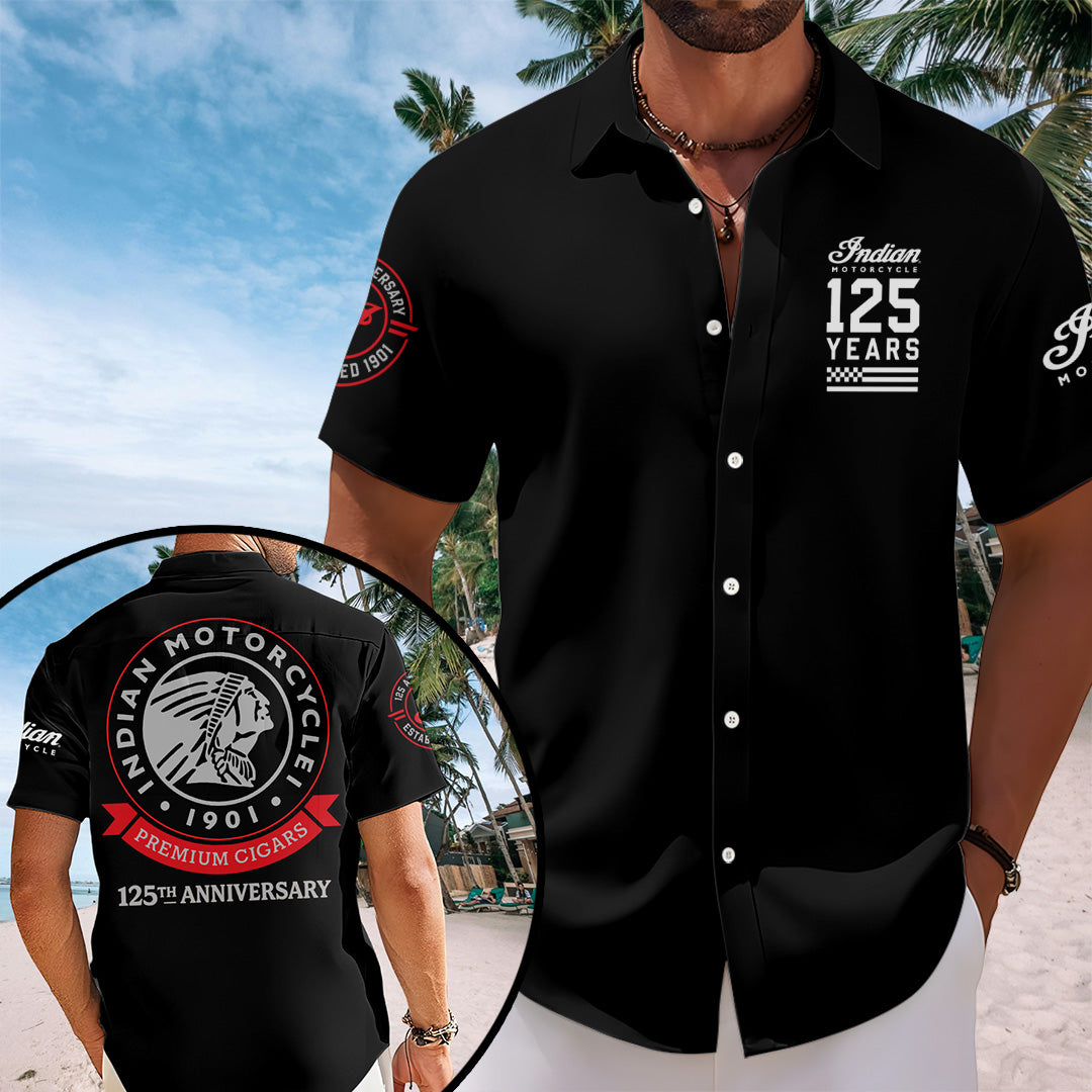 Indian Motorcycle 125th Anniversary Short Sleeve Button-Down Shirt – TANTN24829
