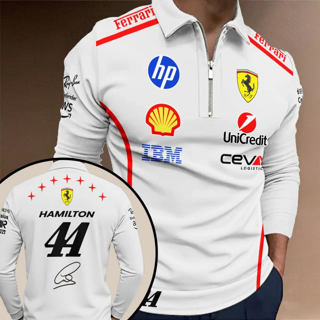 Lewis Hamilton x Scuderia Ferrari Monza Grand Prix 2026 Zip Polo Shirt – TANTN25300