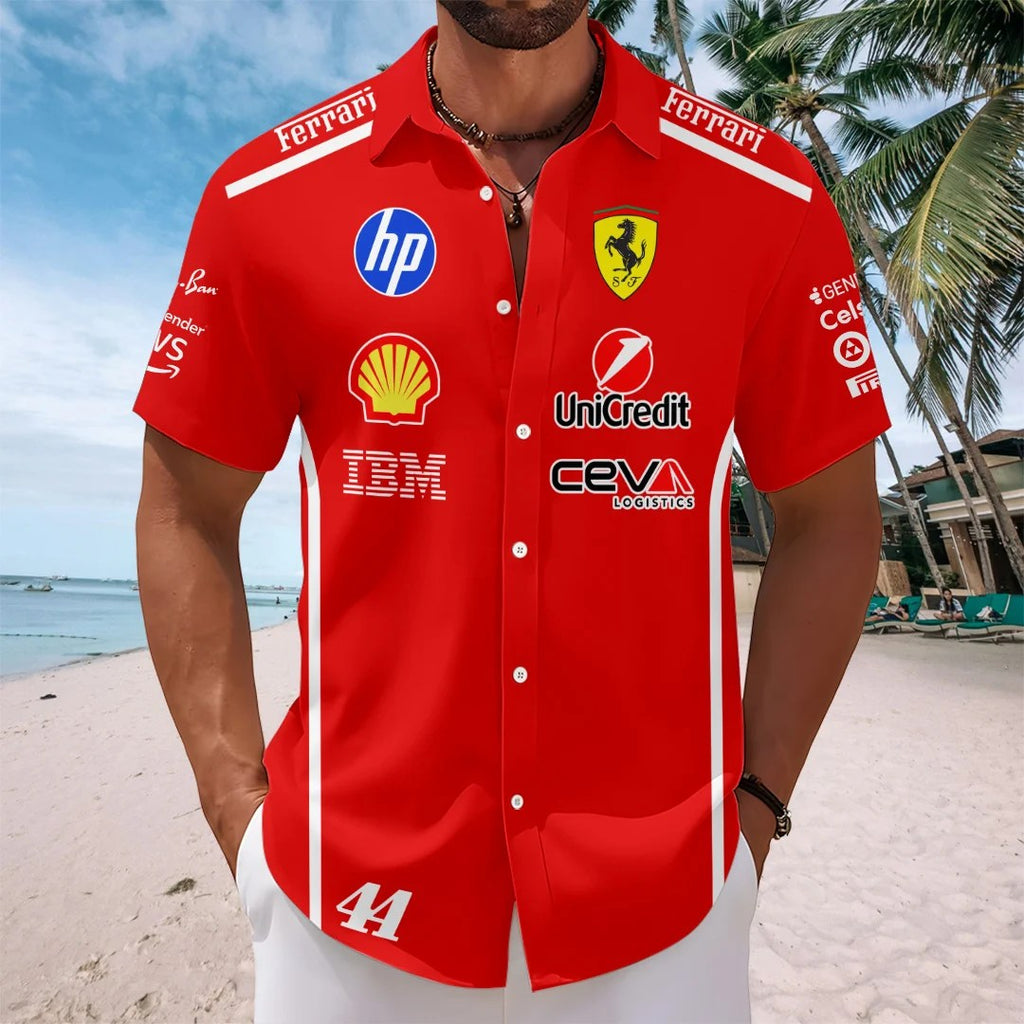 Lewis Hamilton x Scuderia Ferrari Monza Grand Prix 2026 Short Sleeve Button-Down Shirt – TANTN25304