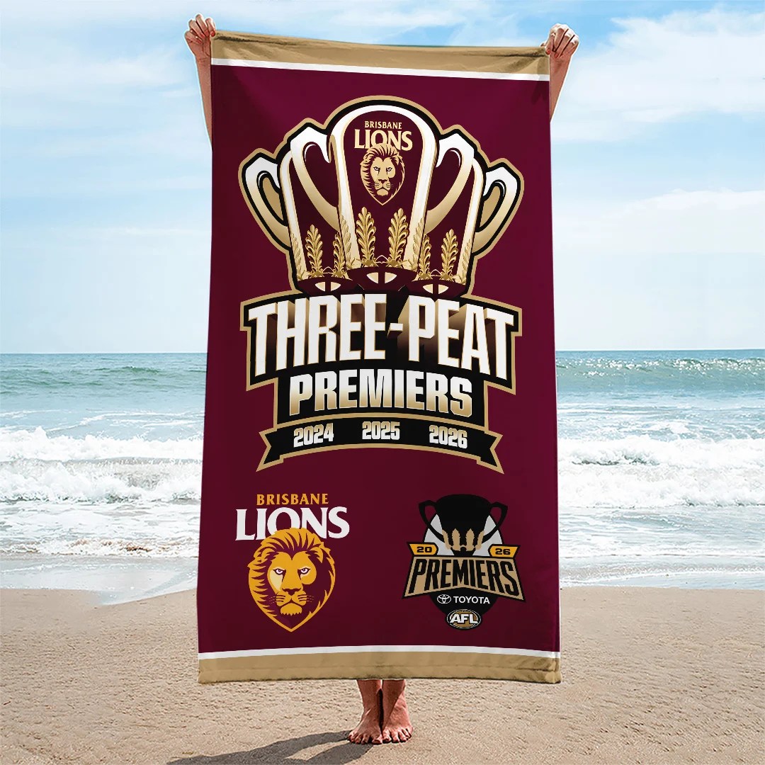 Brisbane Lions 2026 AFL Premiers Rectangle Beach Towel – TANTN25817