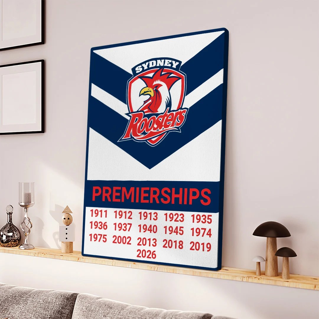 Sydney Roosters 2026 NRL Premiers Canvas With Inner Frame – TANTN25950