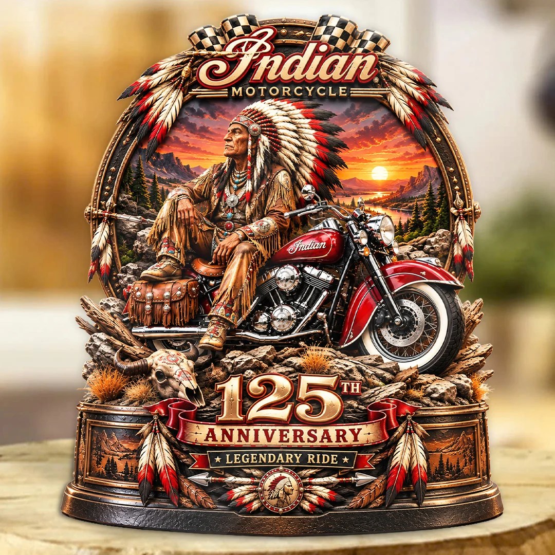 Indian Motorcycle 125th Anniversary 2026 Custom Shape Acrylic Plaque – TANTN26138