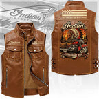 Indian Motorcycle 125th Anniversary 2026 Premium 2D Sleeveless Leather Vest – TANTN26216